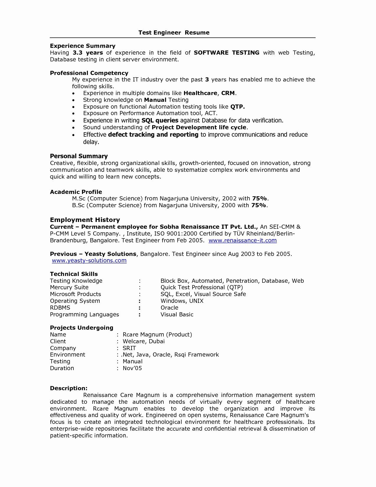 Software Testing Resume Samples For 3 Years Experience