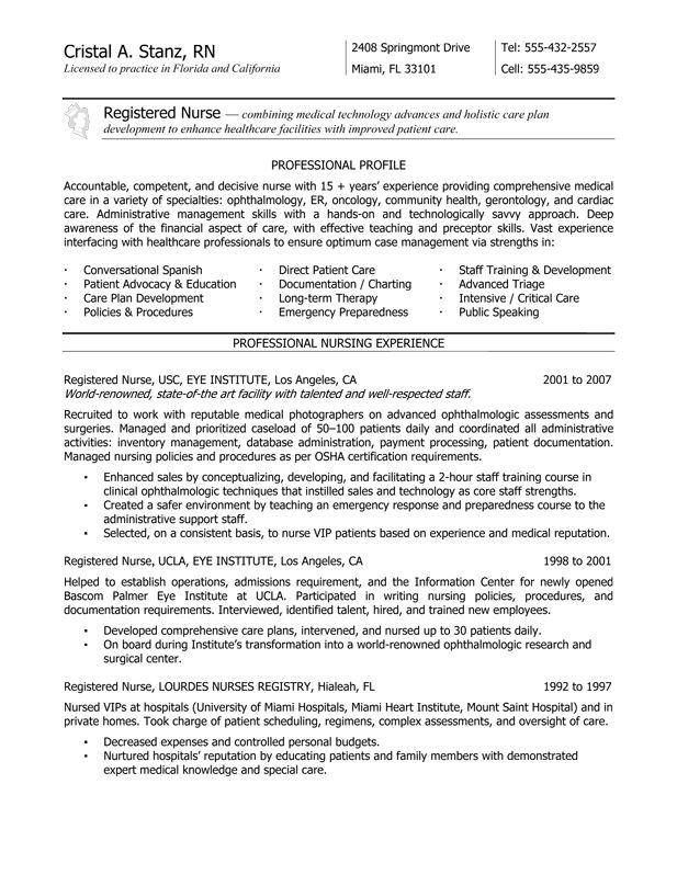 Sample Cv For Nurses With Experience