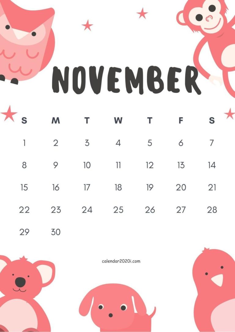 November Calendar Cute Design