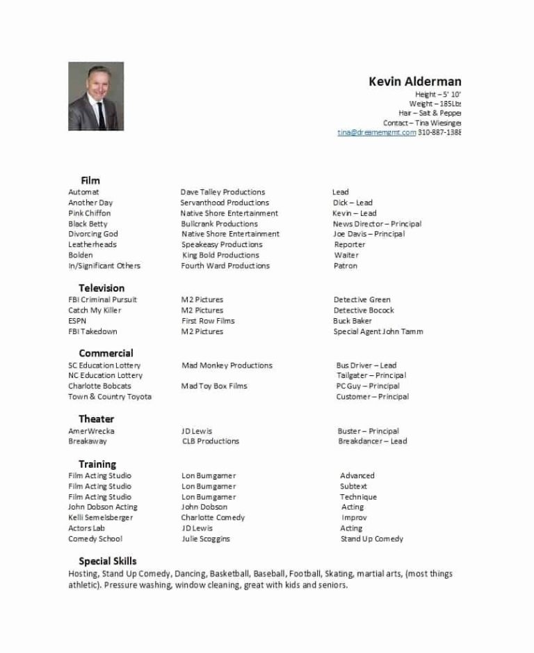 Acting Cv Template Word