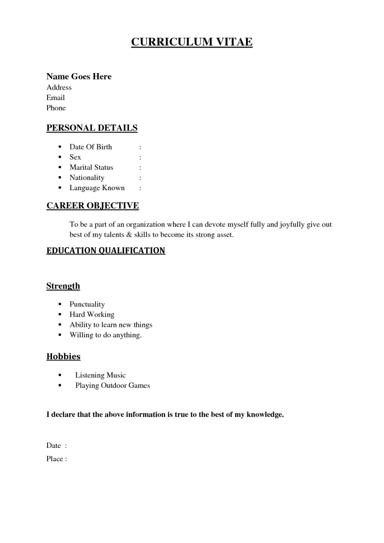 Simple Resume Examples For Students