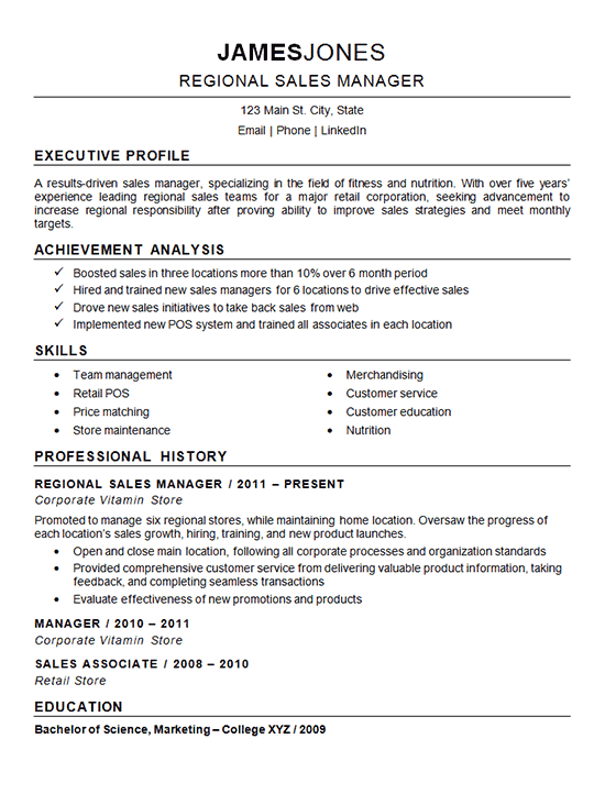 Sales Manager Resume Examples