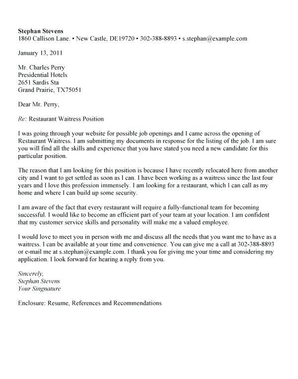 Server Cover Letter Examples
