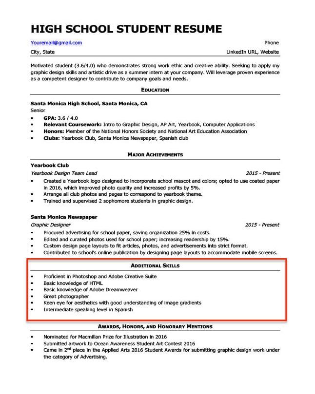 Skills Resume Template Examples