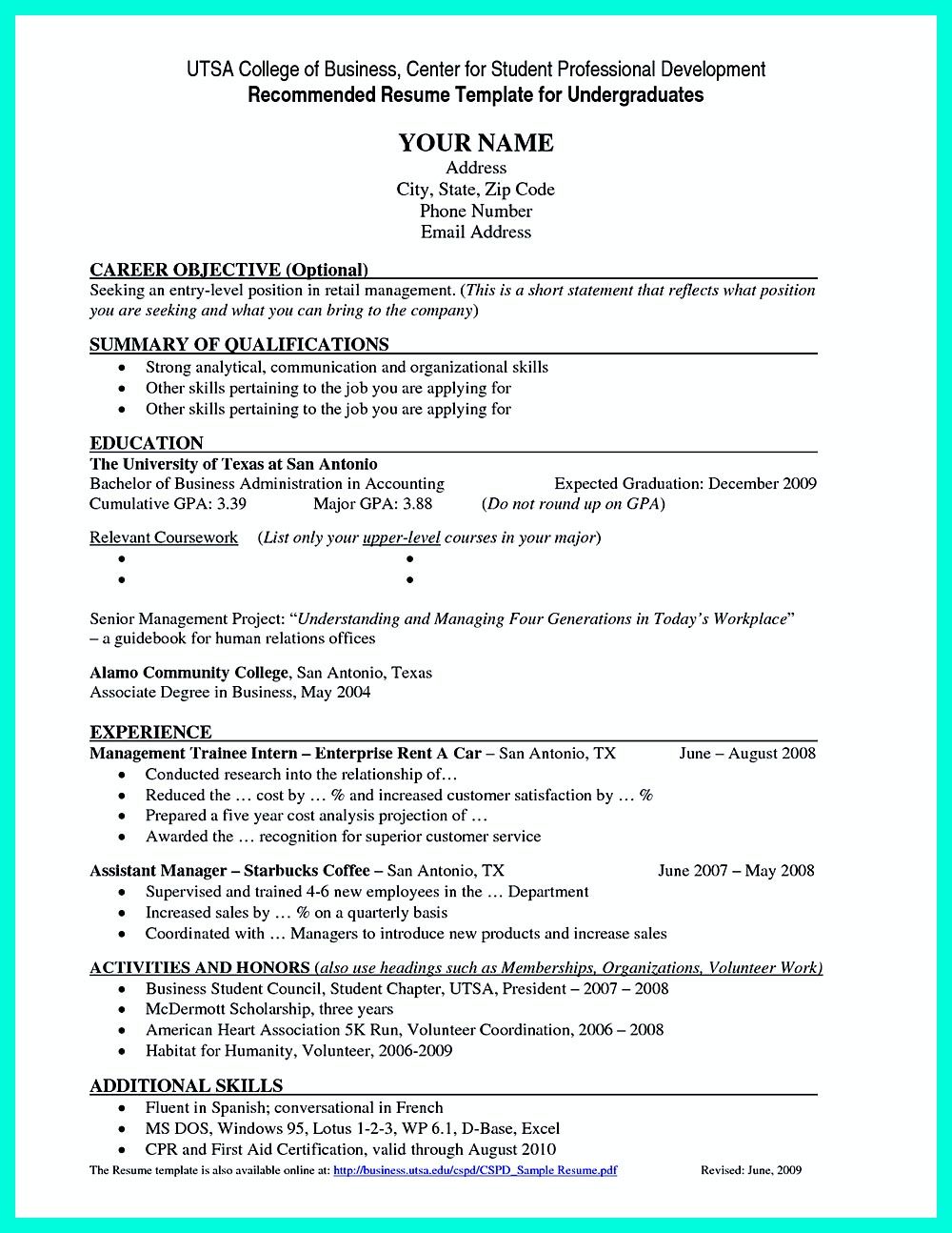 College Student Resume Template