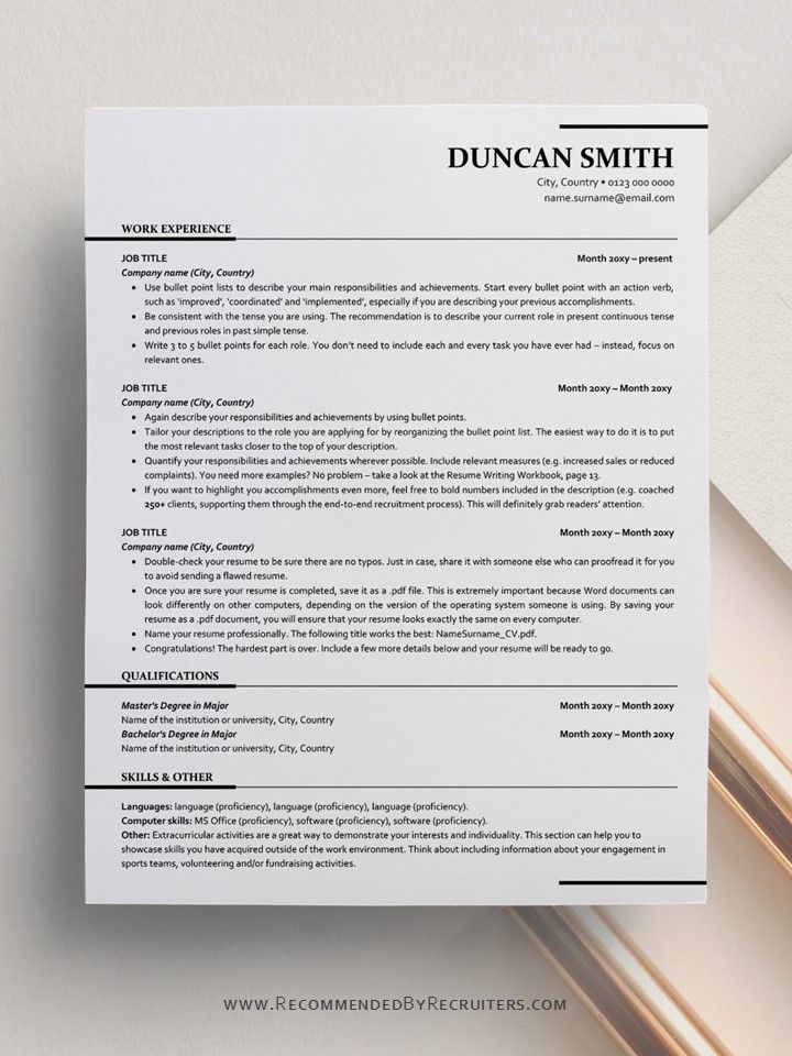 Ats Friendly Resume Template Free Download