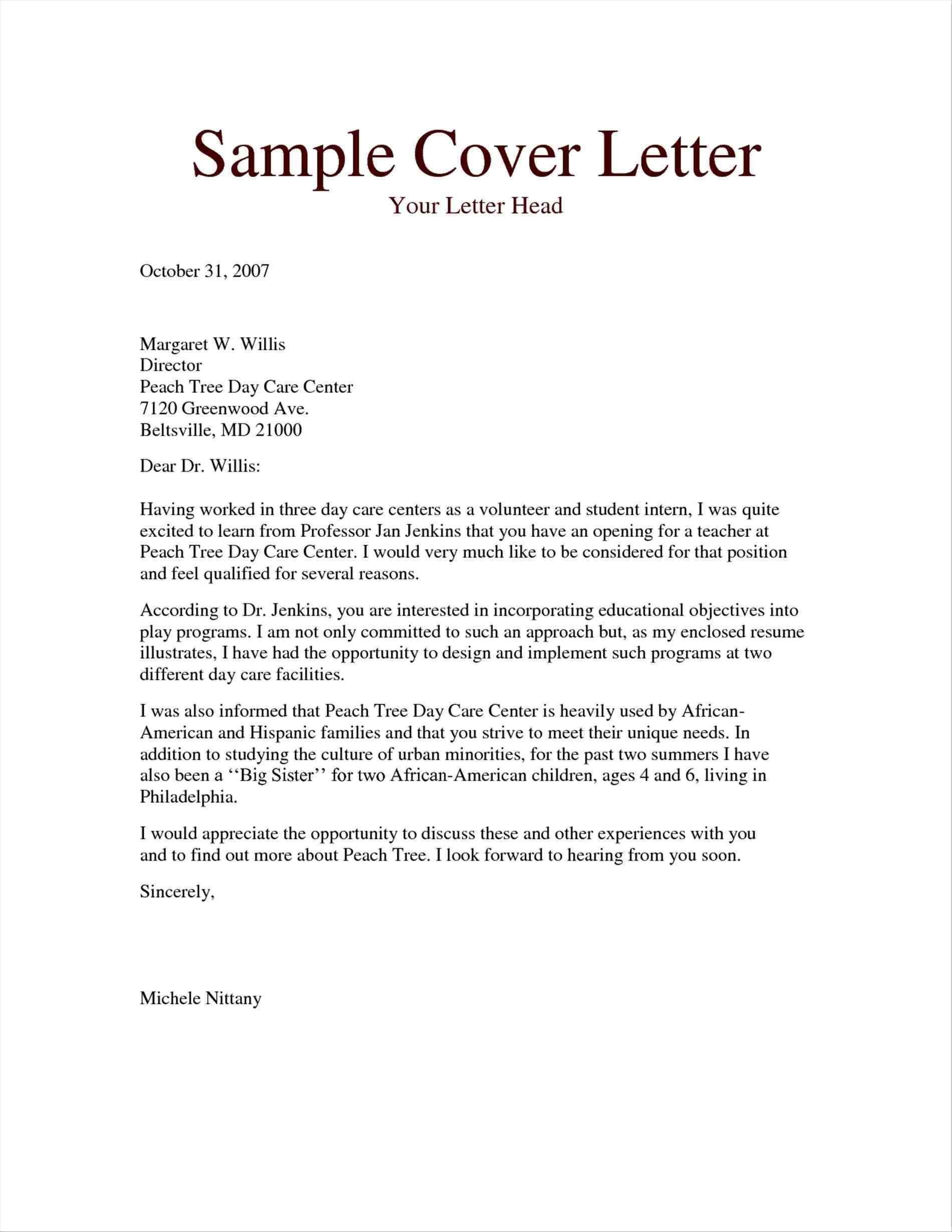 Free Cover Letter Samples