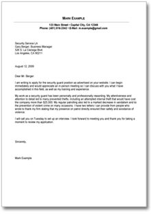 Sample Application Letter For Security Guard