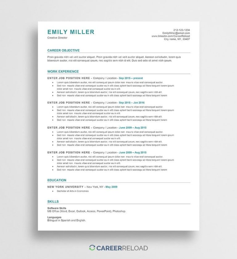 Ats Friendly Resume Templates Free Download