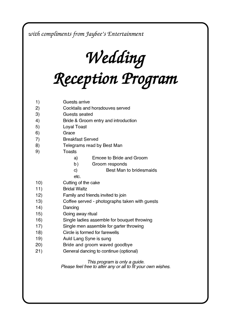 Wedding Reception Program Script Pdf