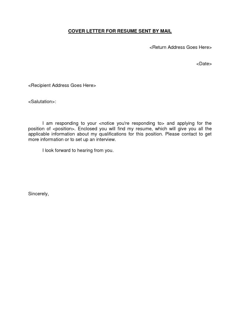 Sample Cover Letter For Sending Documents