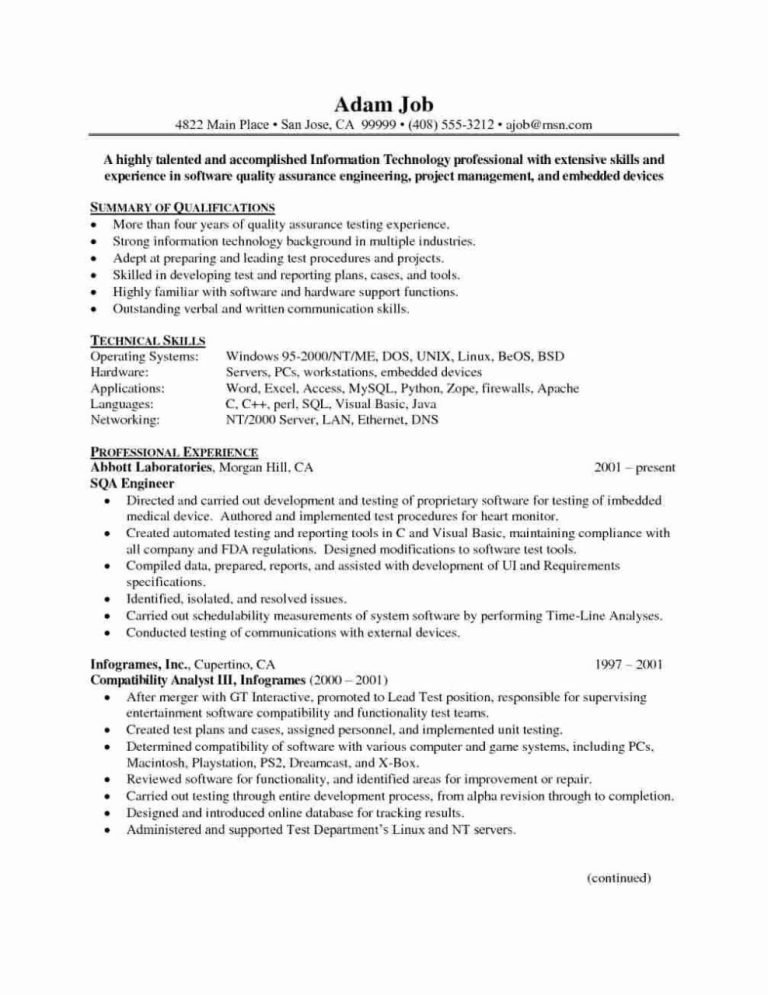 Technical Cv Template