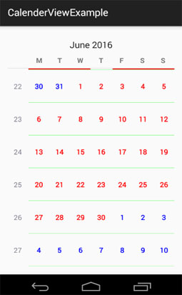 Calendar Example In Kotlin Android