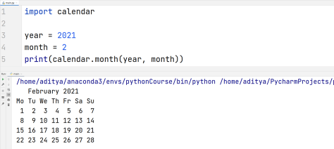 Python Calendar Itermonthdates Example