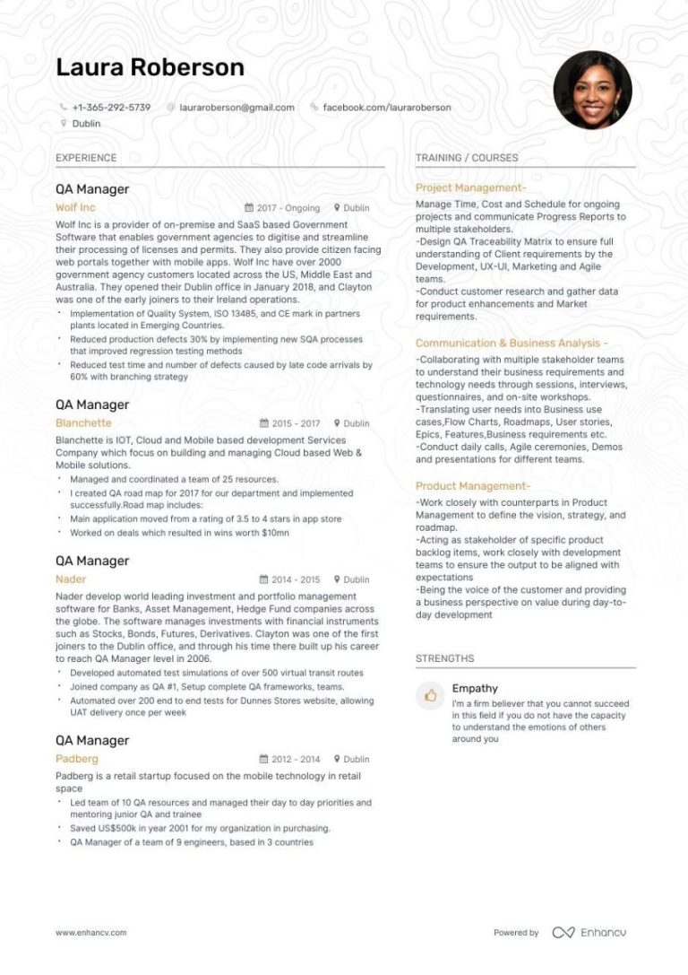 Qa Manager Resume