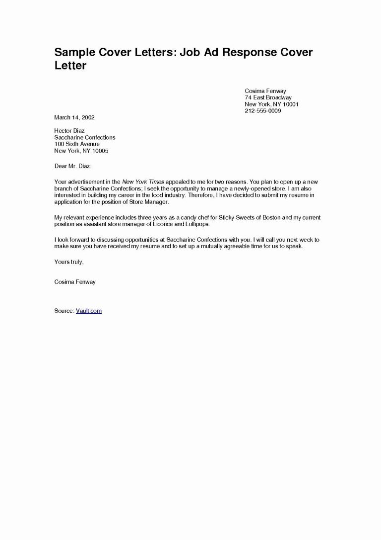 Free Sample Cover Letter For Job Application