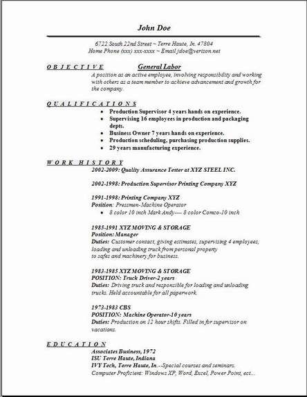 General Resume Examples