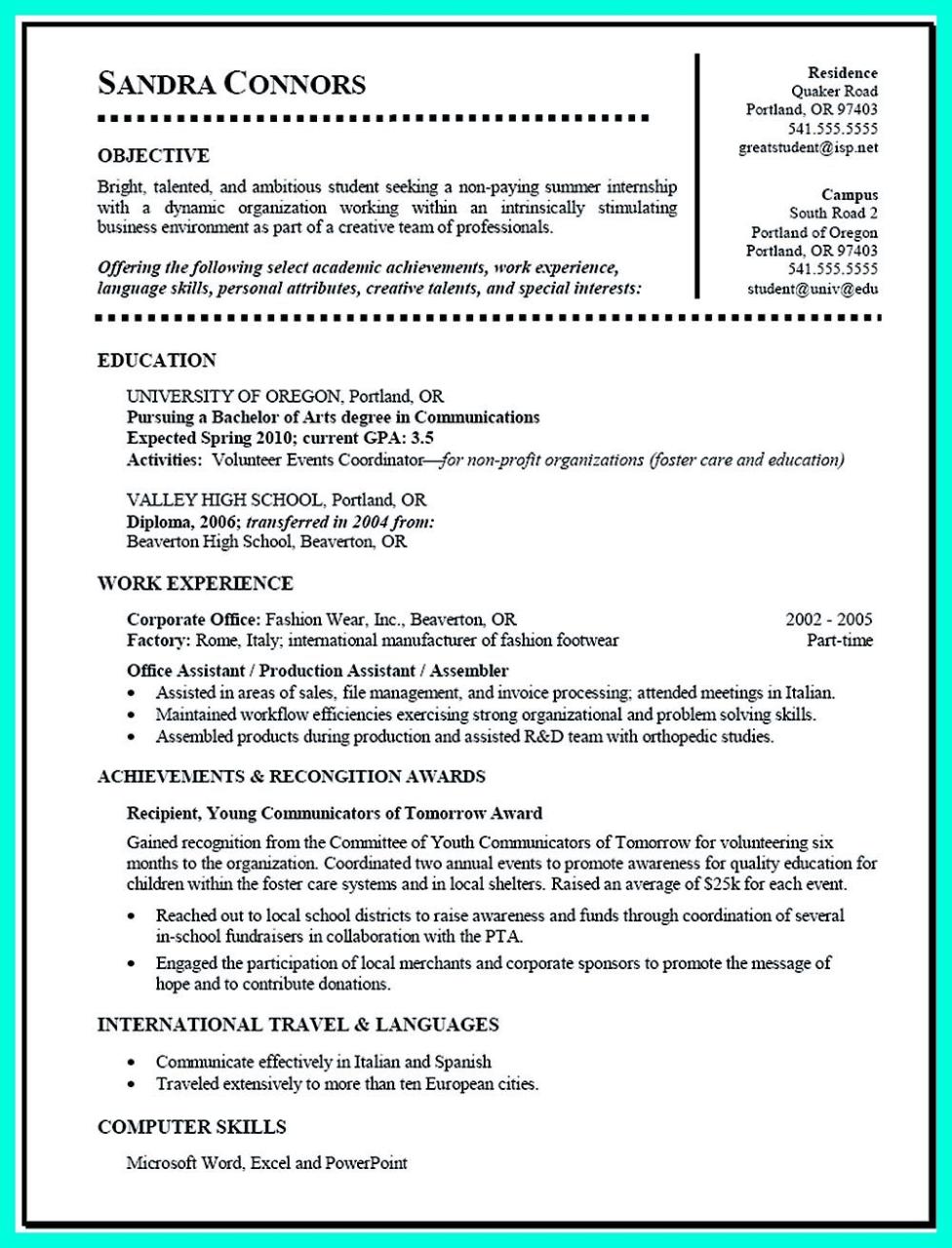 Great Resume Examples For College Students