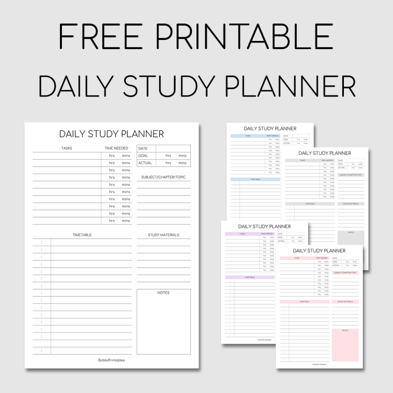 Daily Study Planner Printable