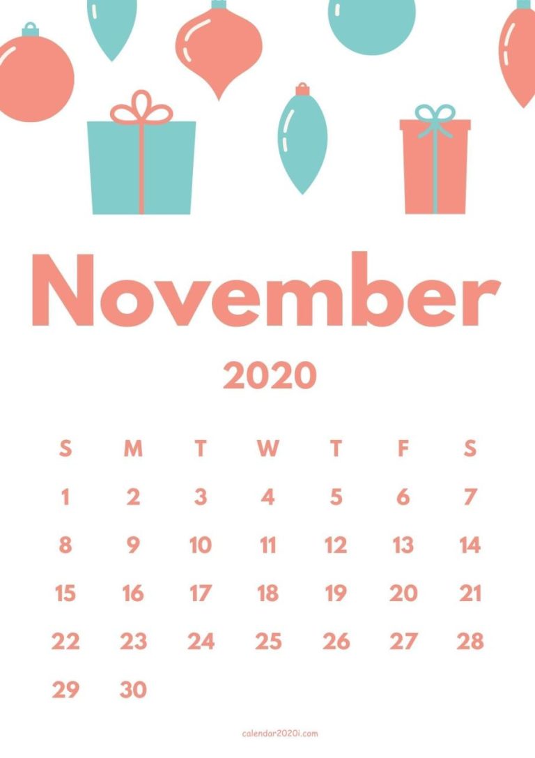 November 2020 Calendar Cute Design