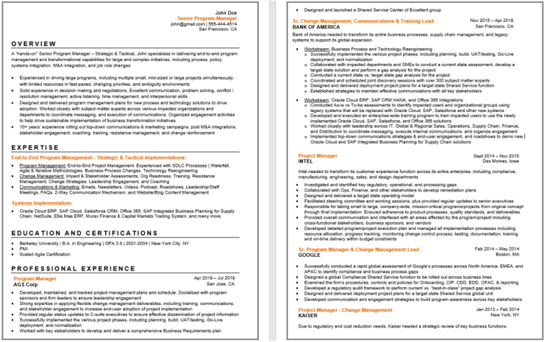 It Project Manager Resume Keywords