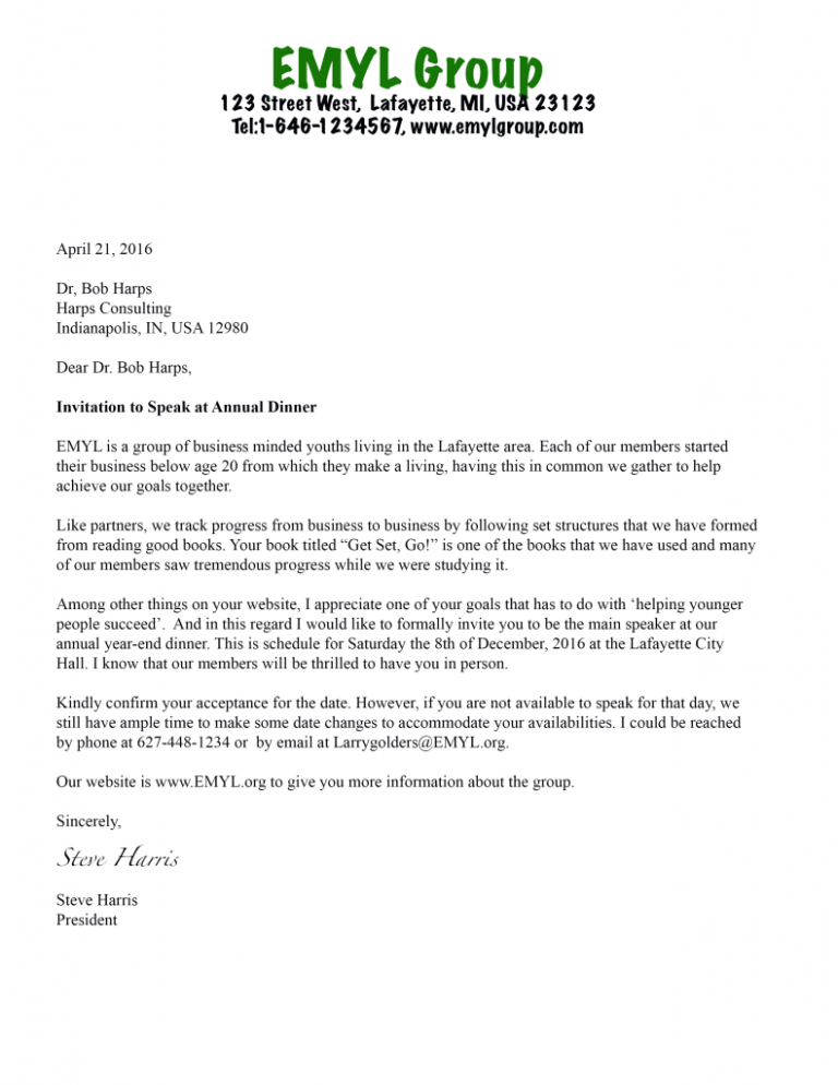 Example Of Letter Inviting A Guest Speaker
