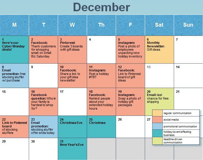 Sample Social Media Posting Calendar