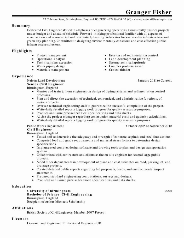 Construction Site Manager Cv Template Uk