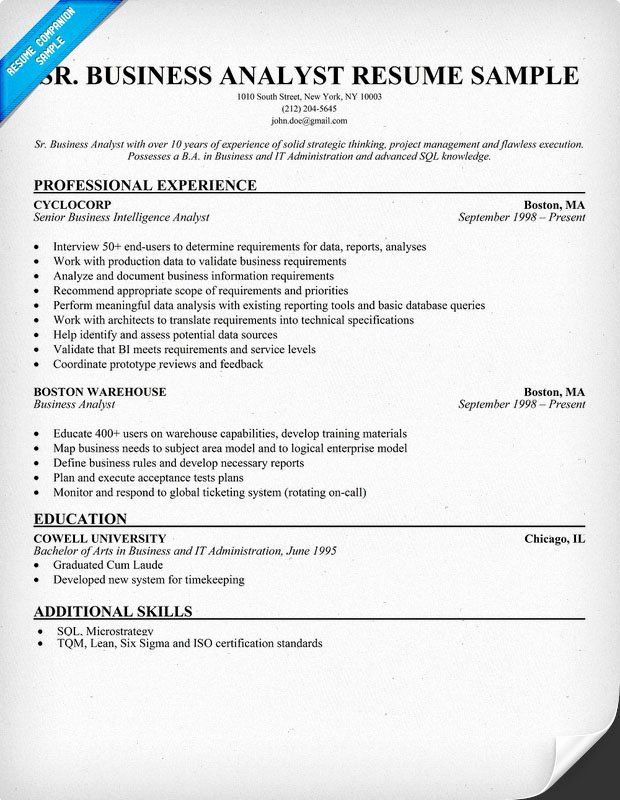 Business Analyst Resume Indeed