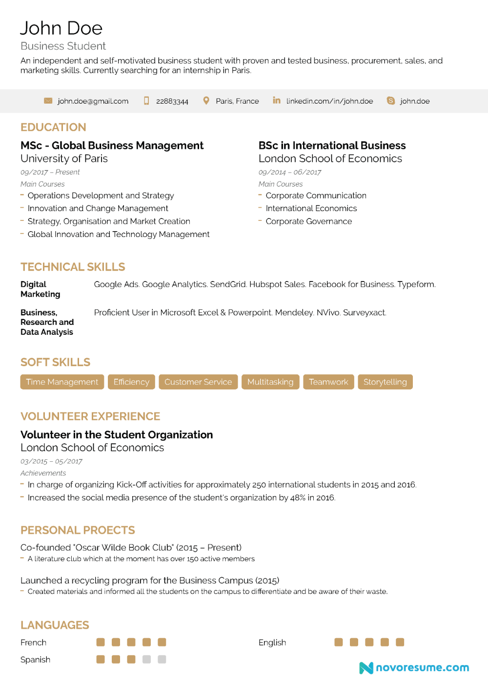 Simple Resume Examples 2020