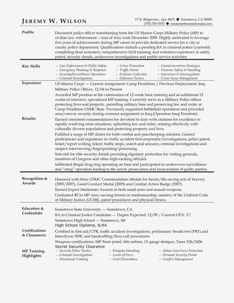 Police Officer Resume Examples