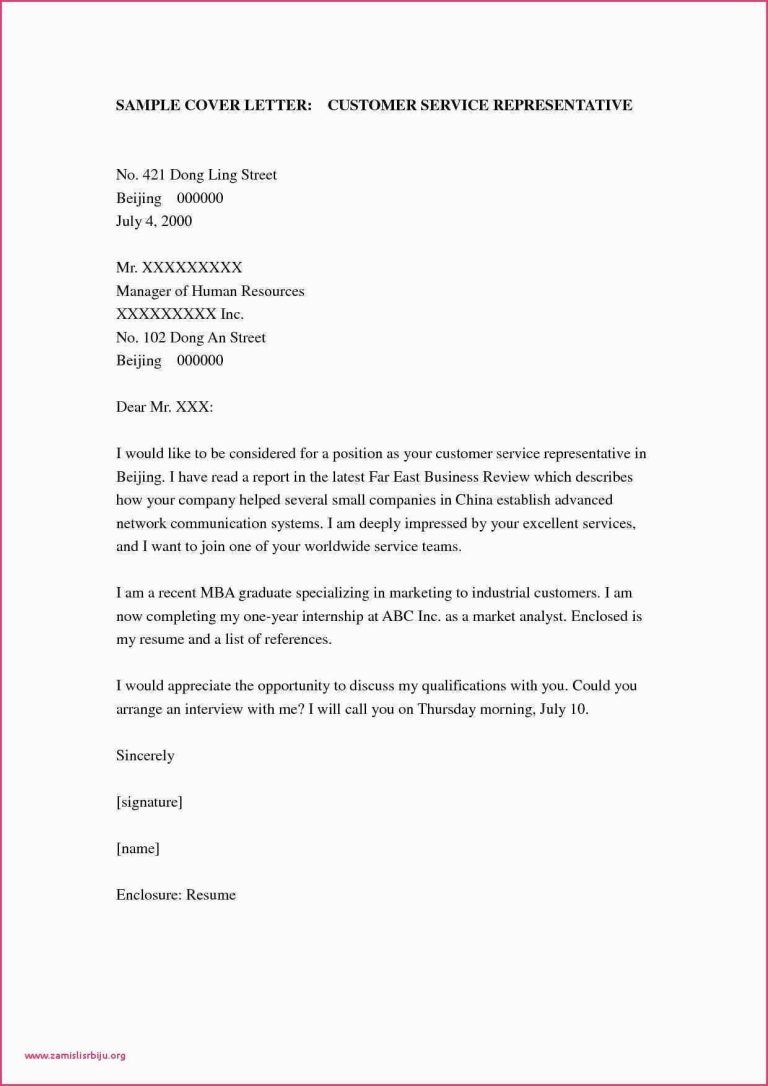 Cover Letter Examples For Customer Service Job