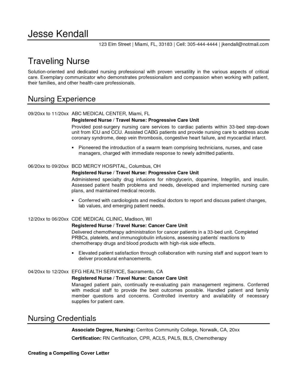 Travel Rn Resume Examples