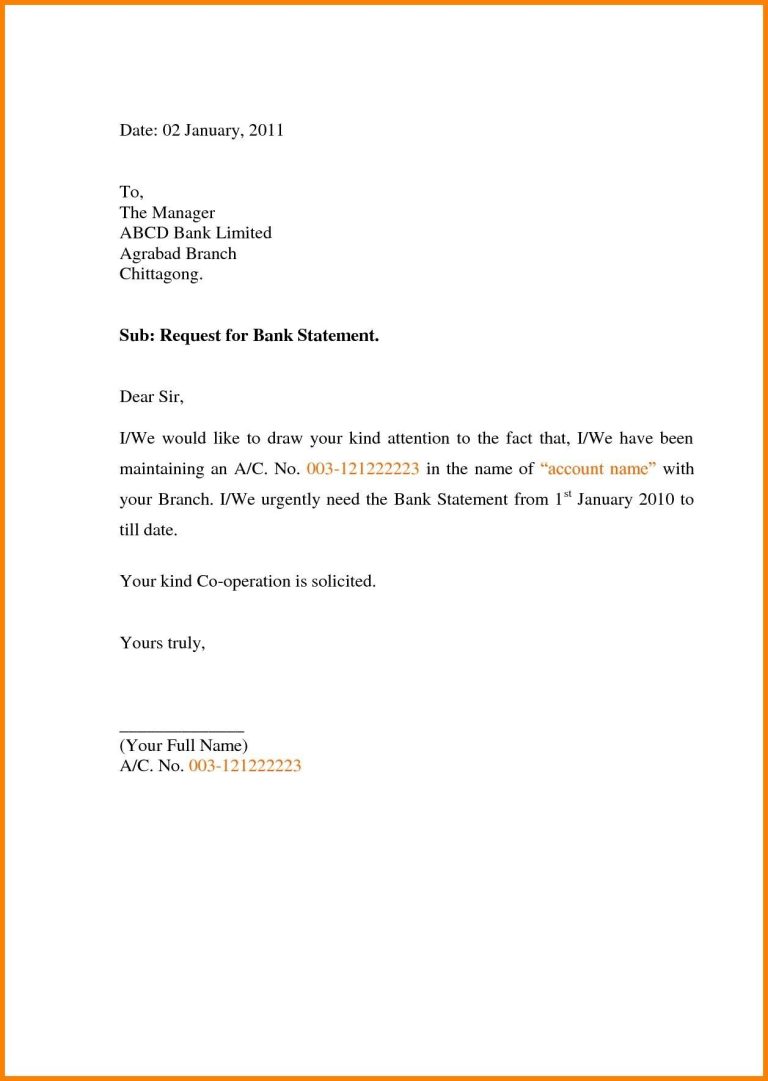 Application Letter To The Bank Manager