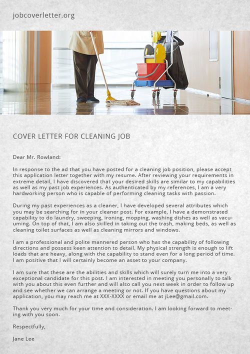 Application Letter For Hotel Job As A Cleaner