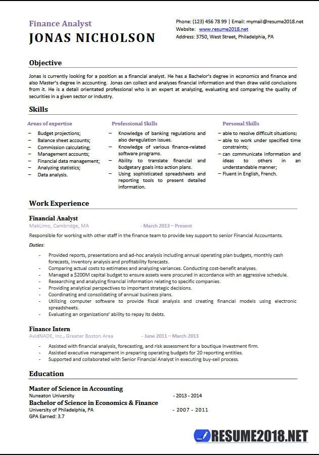 Accounting Resume Examples 2018