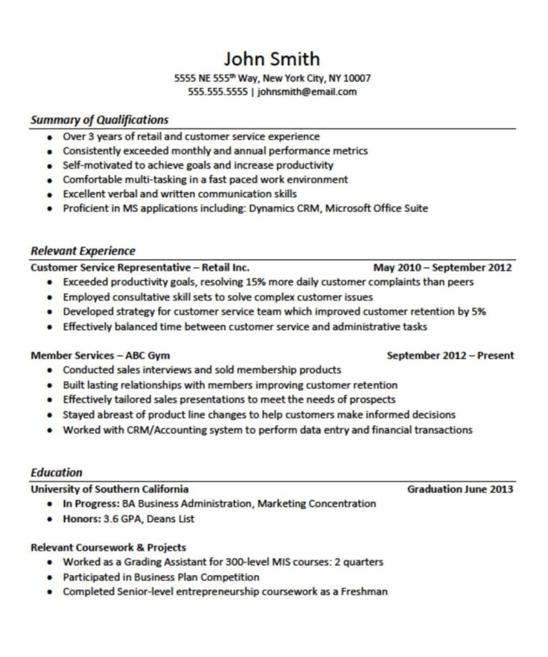 Retail Resume Summary