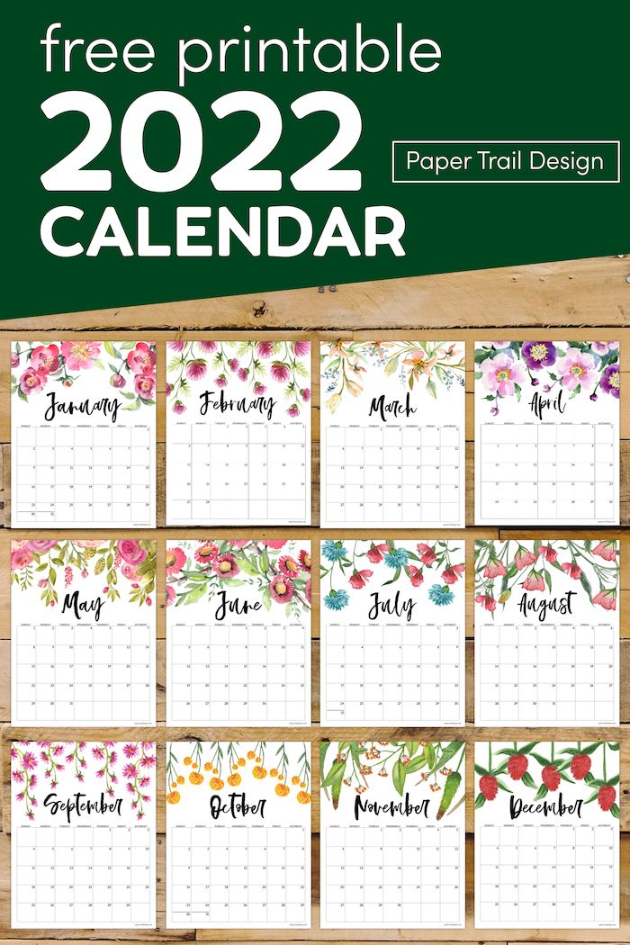 2022 Monthly Calendar Design