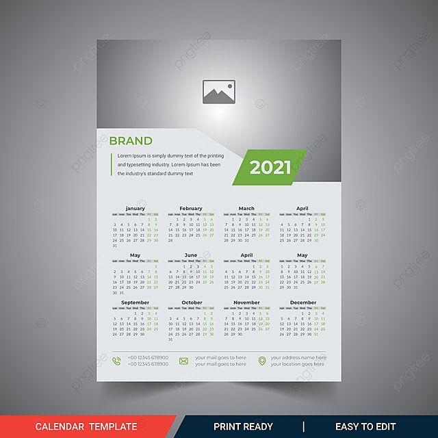 Calendar Layout Design 2021