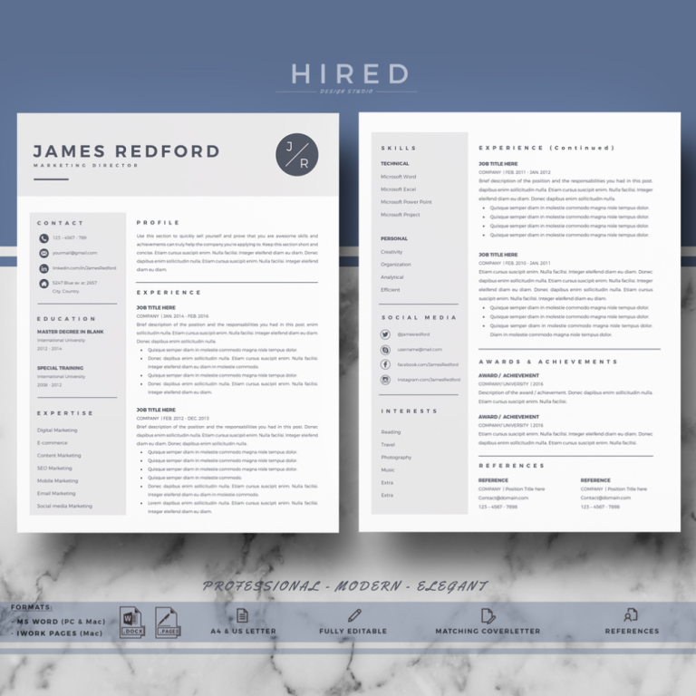 Free Cv Template Word 2 Pages