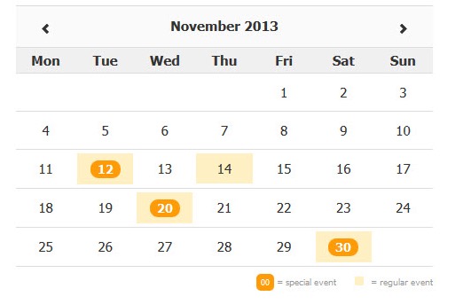 Jquery Calendar Events Examples