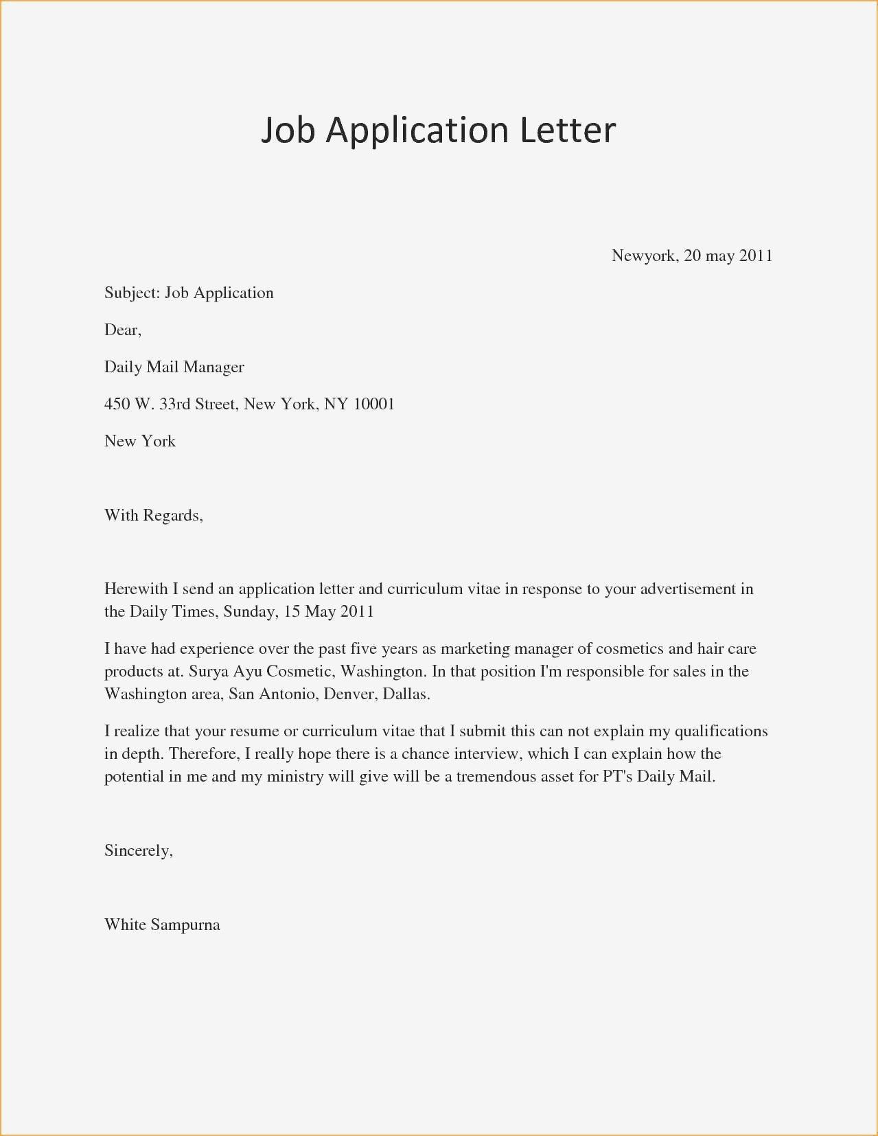 Covering Letter Format For Job Application