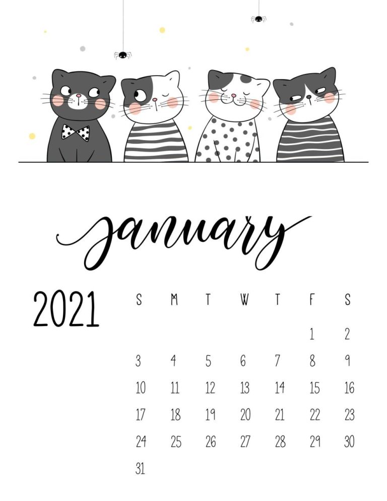 January 2021 Calendar Cute Design