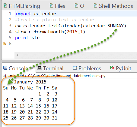 Python Example Calendar Month