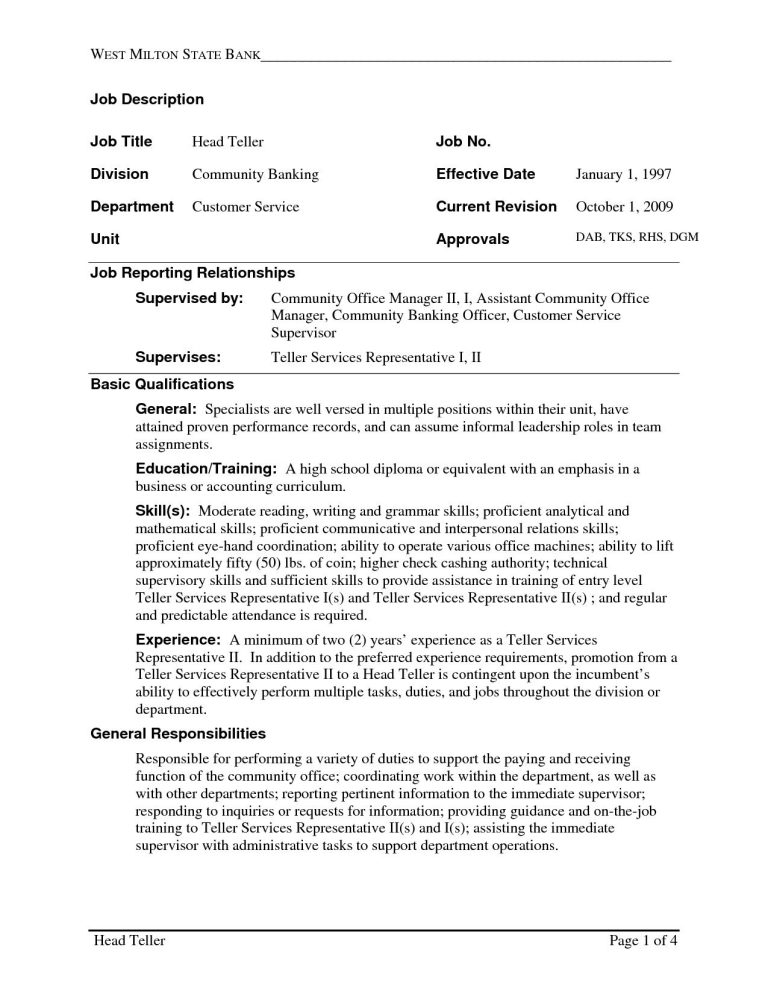 Sample Resume For Bank Teller With No Experience