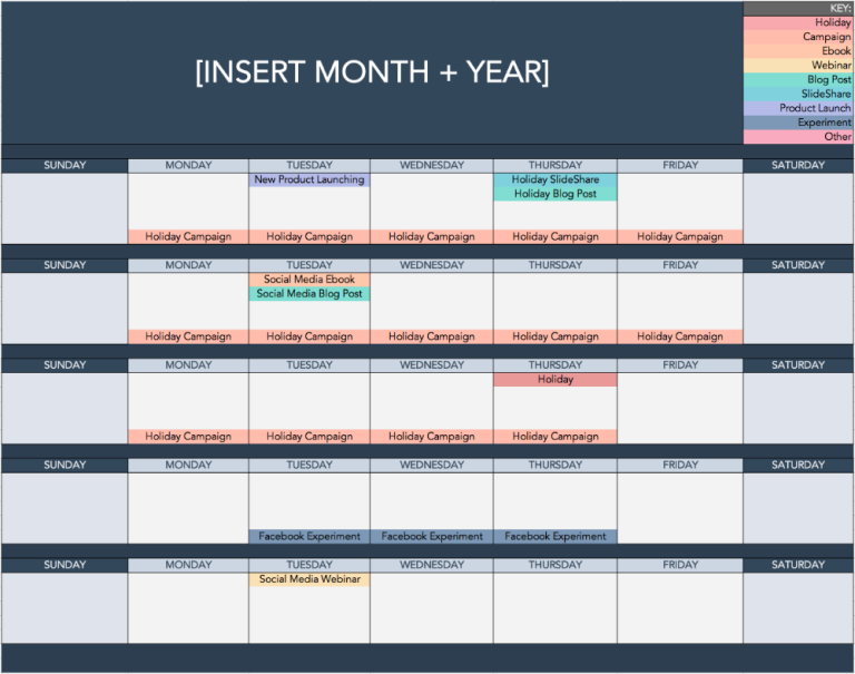 Sample Social Media Schedule