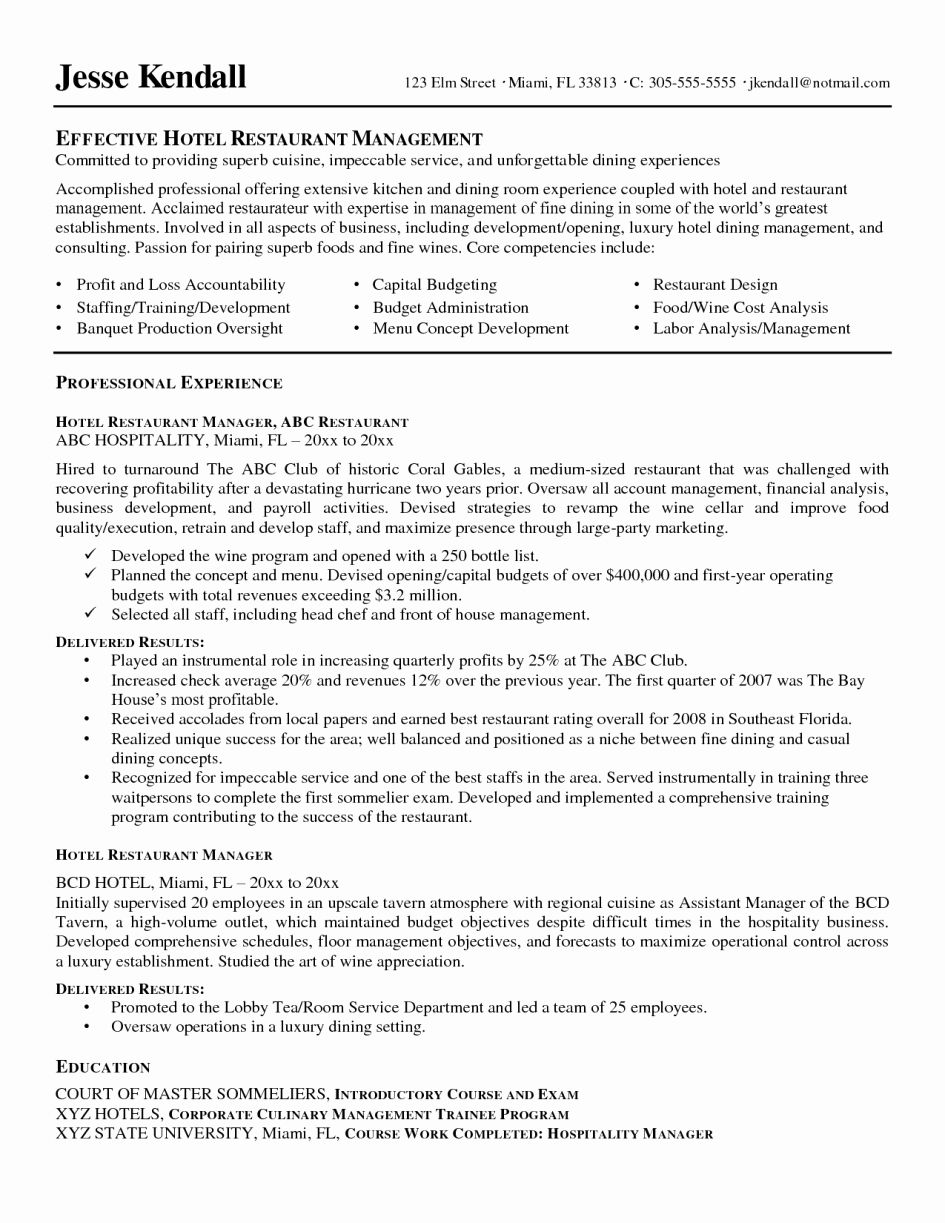 Restaurant Manager Resume Examples
