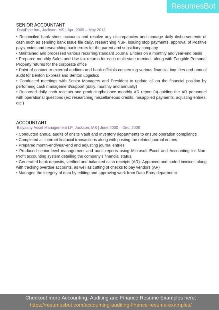 Senior Accountant Resume Sample 2021
