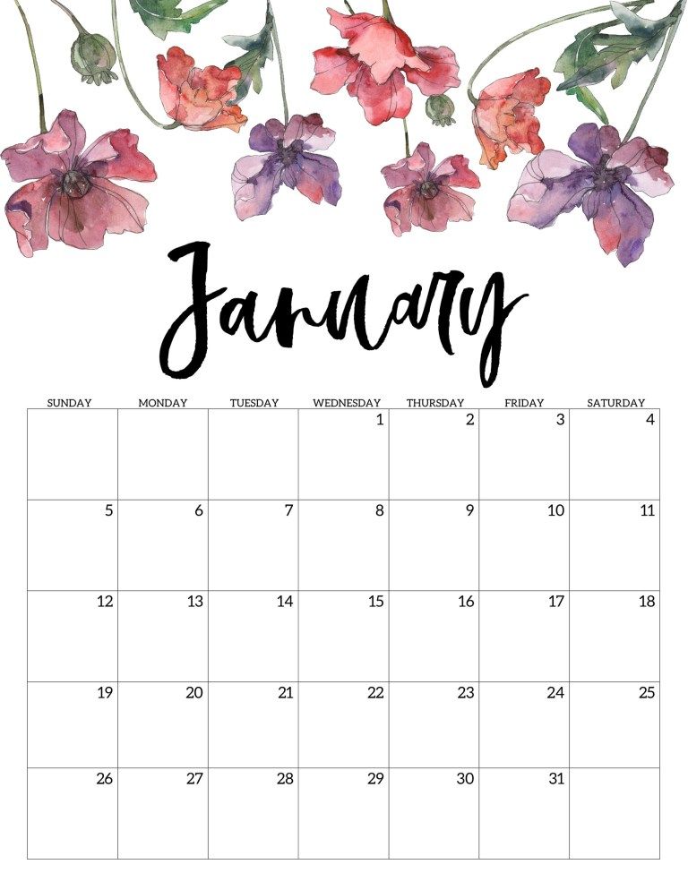 January Month Calendar Design