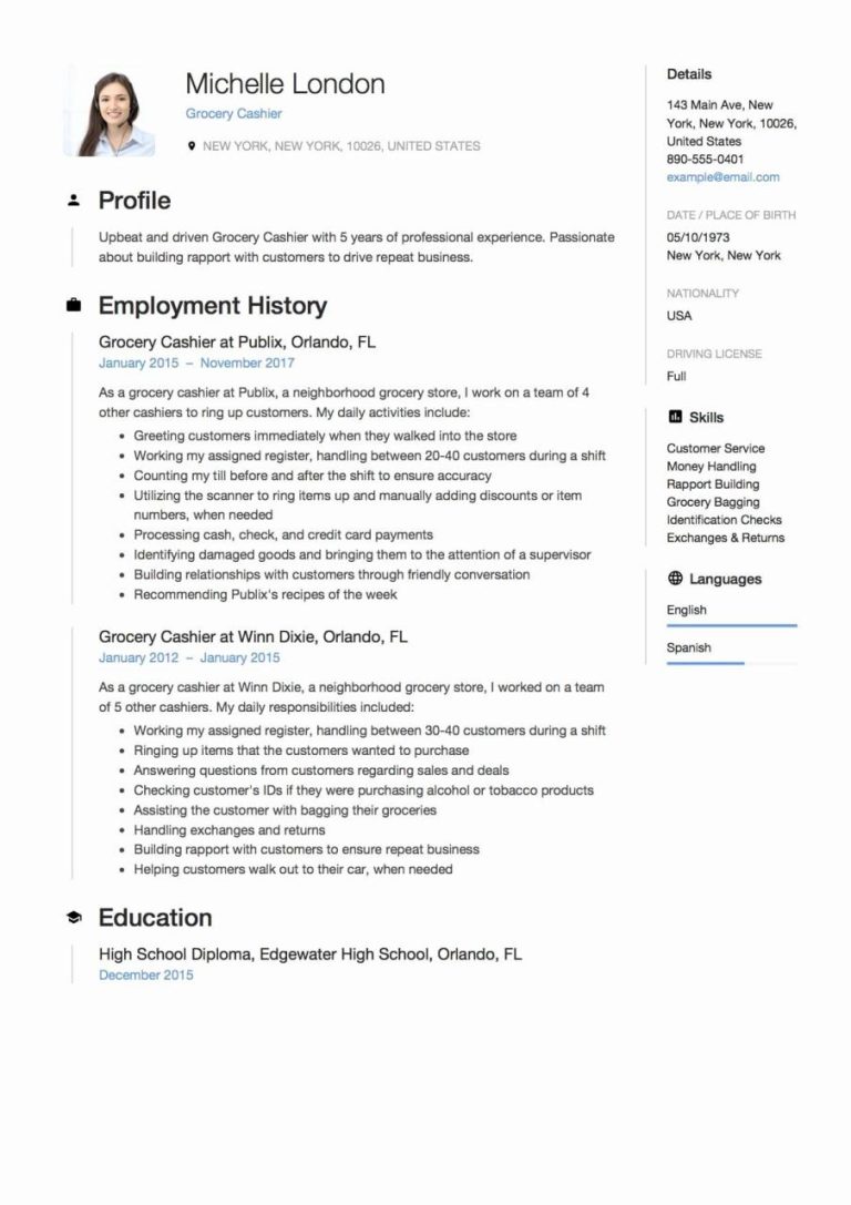 Cashier Resume Examples 2018